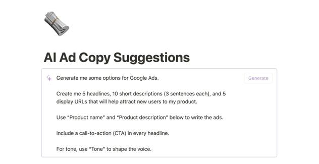 AI Ad Copy Suggestions